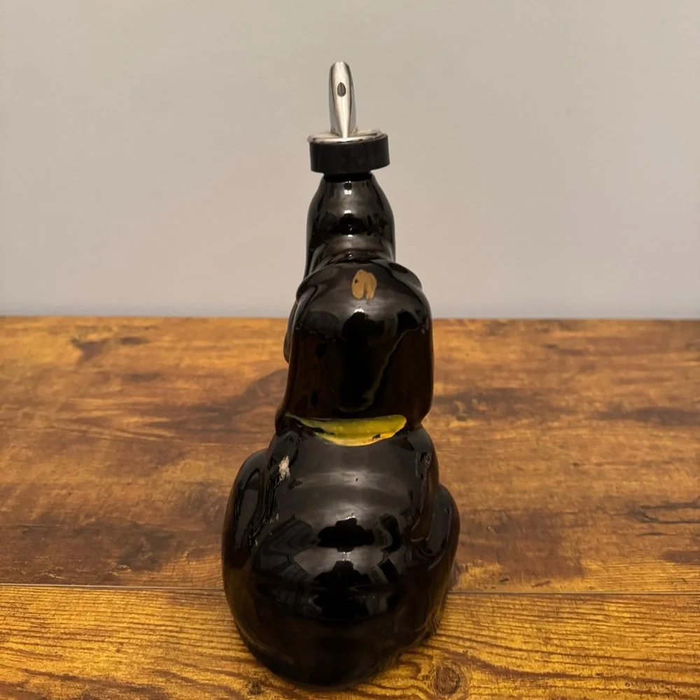 Vintage Booze Hound Liquor Decanter Japan Black‎ Gold Dog Barware 9